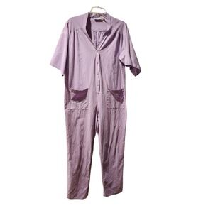 Avon Fashions Jumpsuit Women's Large‎ Lavender Short Sleeve Button Front Romper